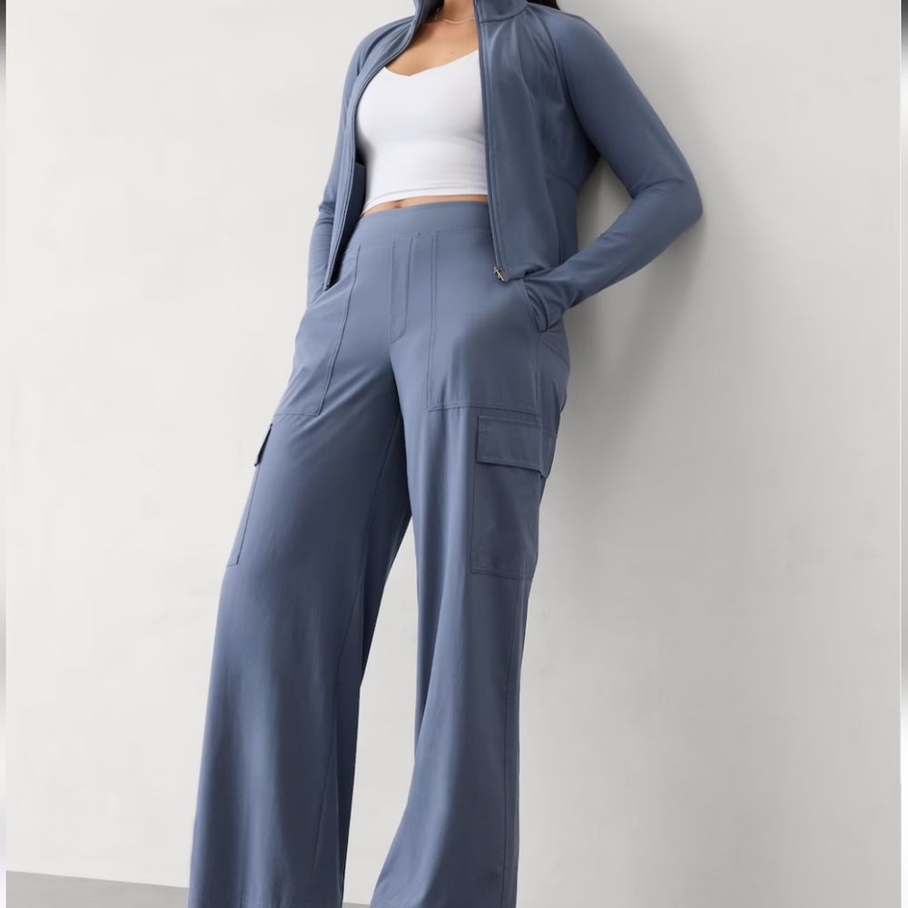 Athleta 2 Piece Set: Salutation Crop Jacket and Brooklyn Heights Cargo Pant